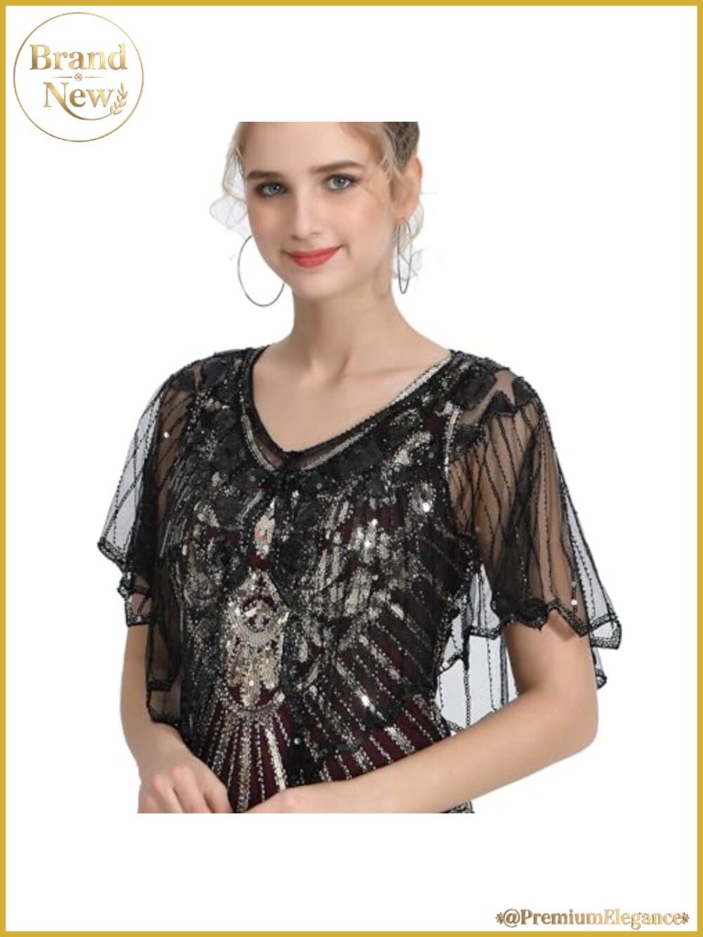 Sequin Beaded Evening Cape Bolero Flapper Shawl Wrap Gatsby Cover Up